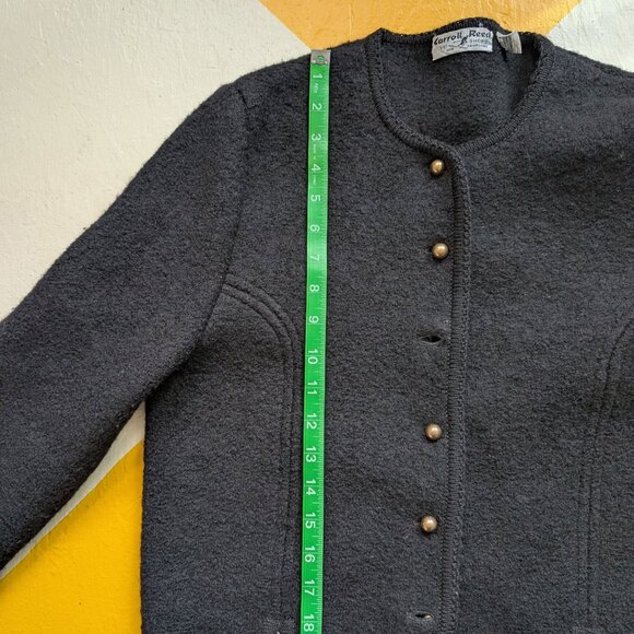 100% Wool Carrol Reed Vintage Black Button up Sweater Cardigan Medium 12 - Picture 10 of 12